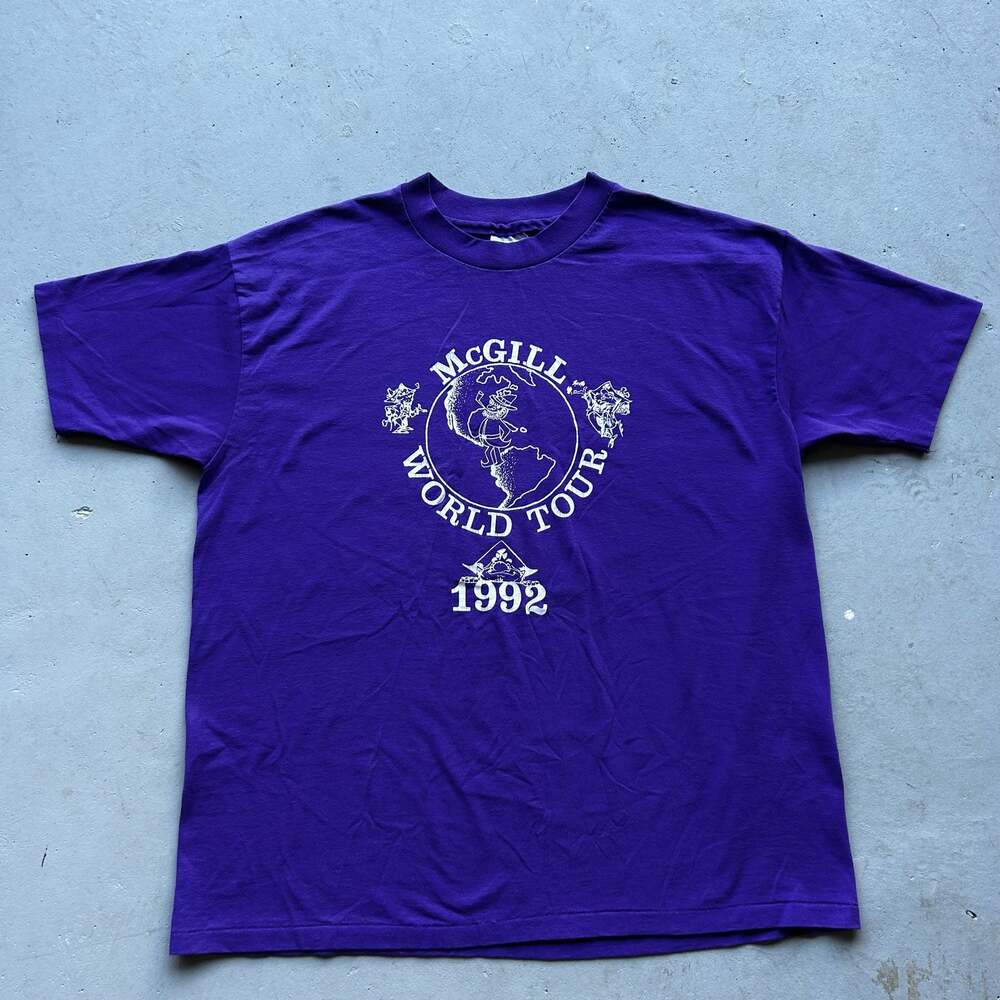Vintage 1992 McGill World Tour Single Stitch Purple T-Shirt